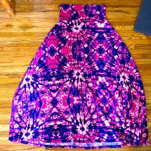 XS Lularoe Maxi Skirt Pink and Purple Tie Dye